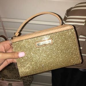 Calvin Klein gold glitter wristlet